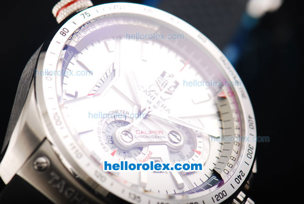 Tag Heuer Grand Carrera Calibre 36 Chronograph Miyota Quartz Swiss Coating Case with Silver Stick Markers and White Dial - Click Image to Close